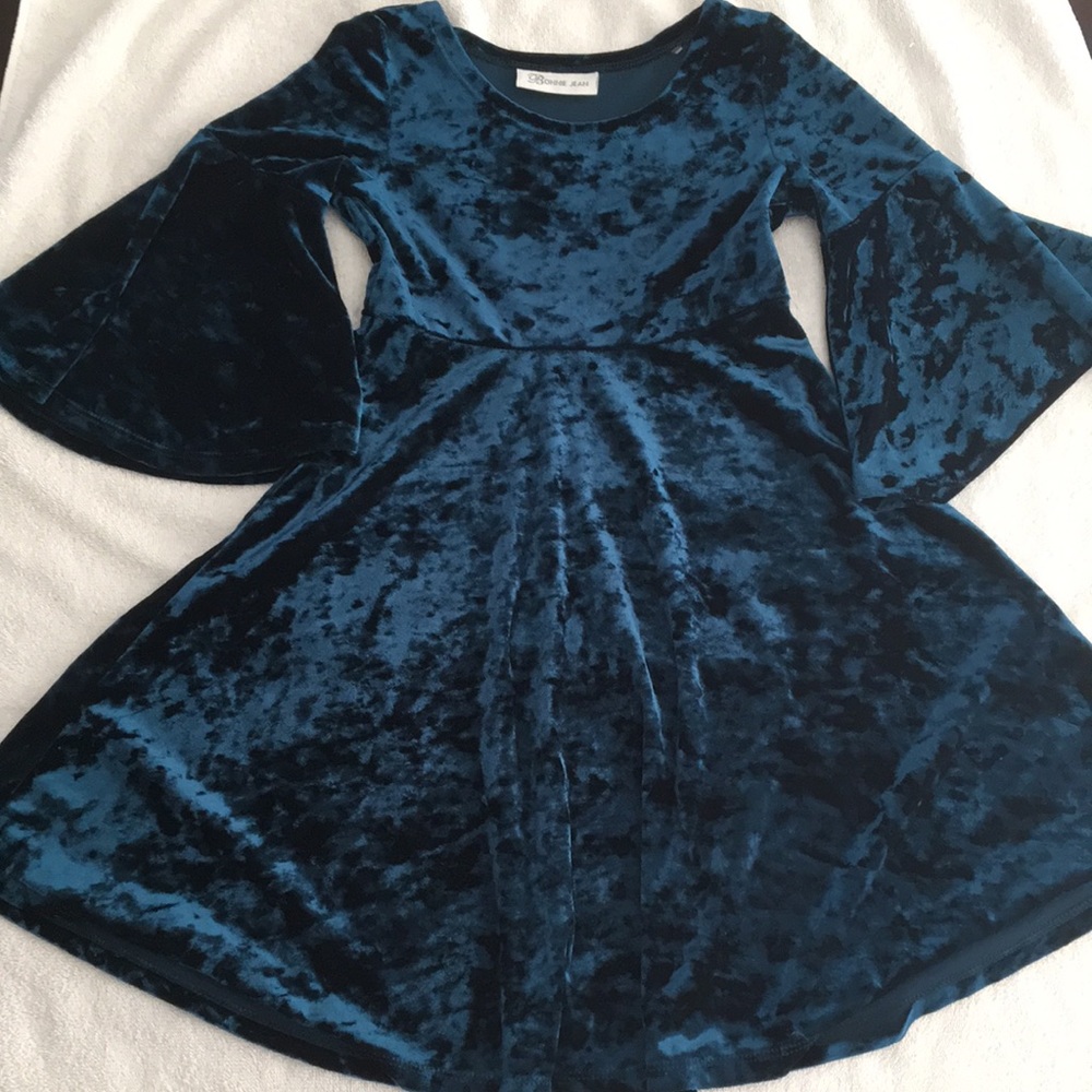 #2 Bonnie Jean bell sleeve crushed velvet dress